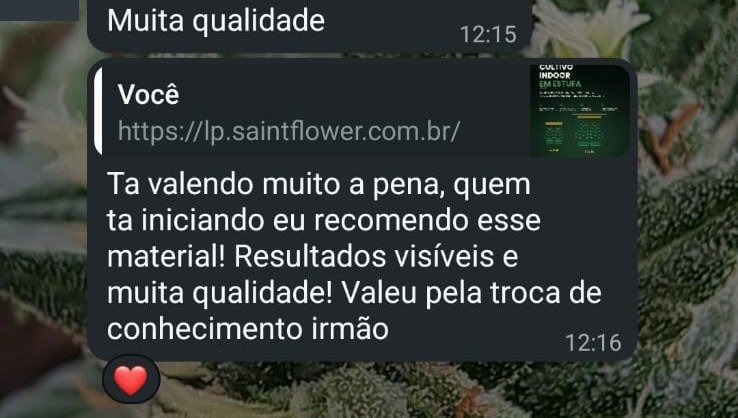 Mensagem de leitor recomendando o material para quem está começando
